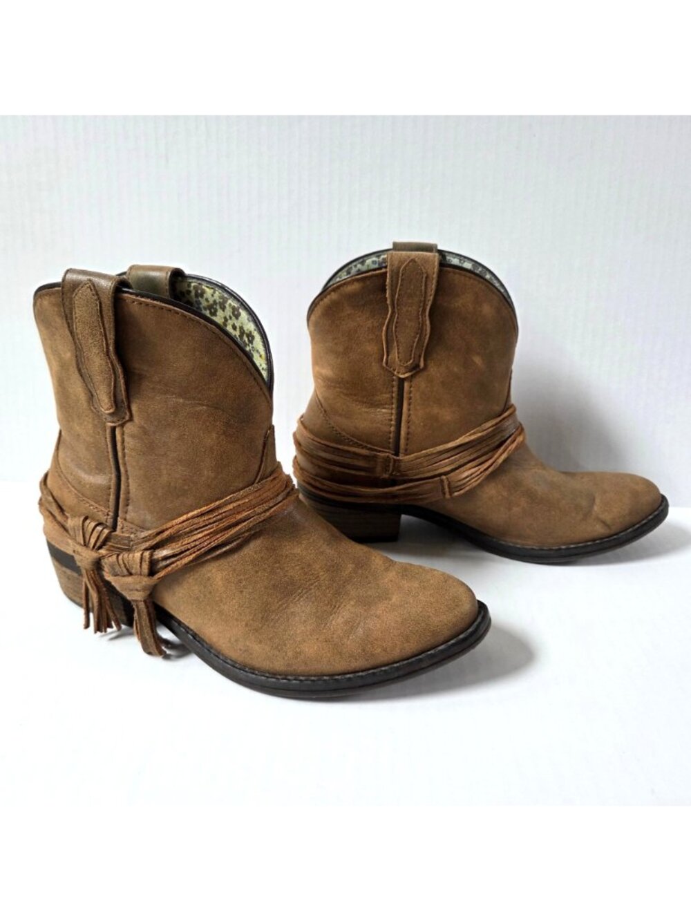 Laredo Boots Womens 10 Brown Leather Kyra Western Cowgirl Boho Ankle Booties - Picture 5 of 9